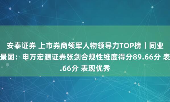 安泰證券 上市券商領(lǐng)軍人物領(lǐng)導(dǎo)力TOP榜丨同業(yè)評價全景圖：申萬宏源證券張劍合規(guī)性維度得分89.66分 表現(xiàn)優(yōu)秀